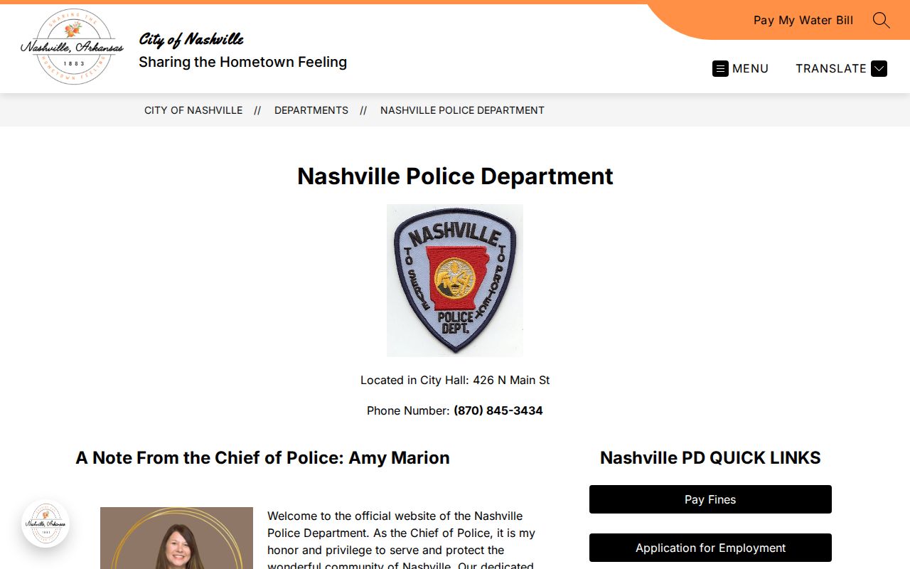Nashville Police Department official page for Nashville arrest records