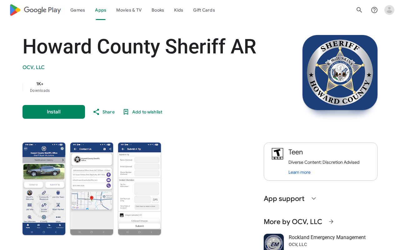 Howard County booking record and inmate search app interface